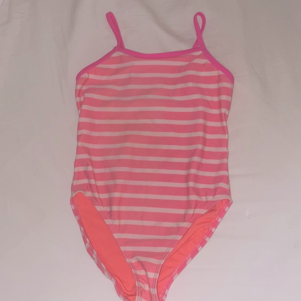 Surprise! Old Navy pink striped swimsuit, S with free swim shoes and cover up